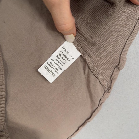 James Perse Shirt Womens 4 Beige Cotton Ribbed Surplus Roll Tab Sleeve Utility - Picture 6 of 14